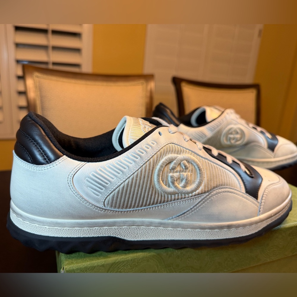 New Authentic Gucci Mac80 GG Logo Sneaker Shoes White Black Size UK 12 /US 12.5 - Picture 4 of 16